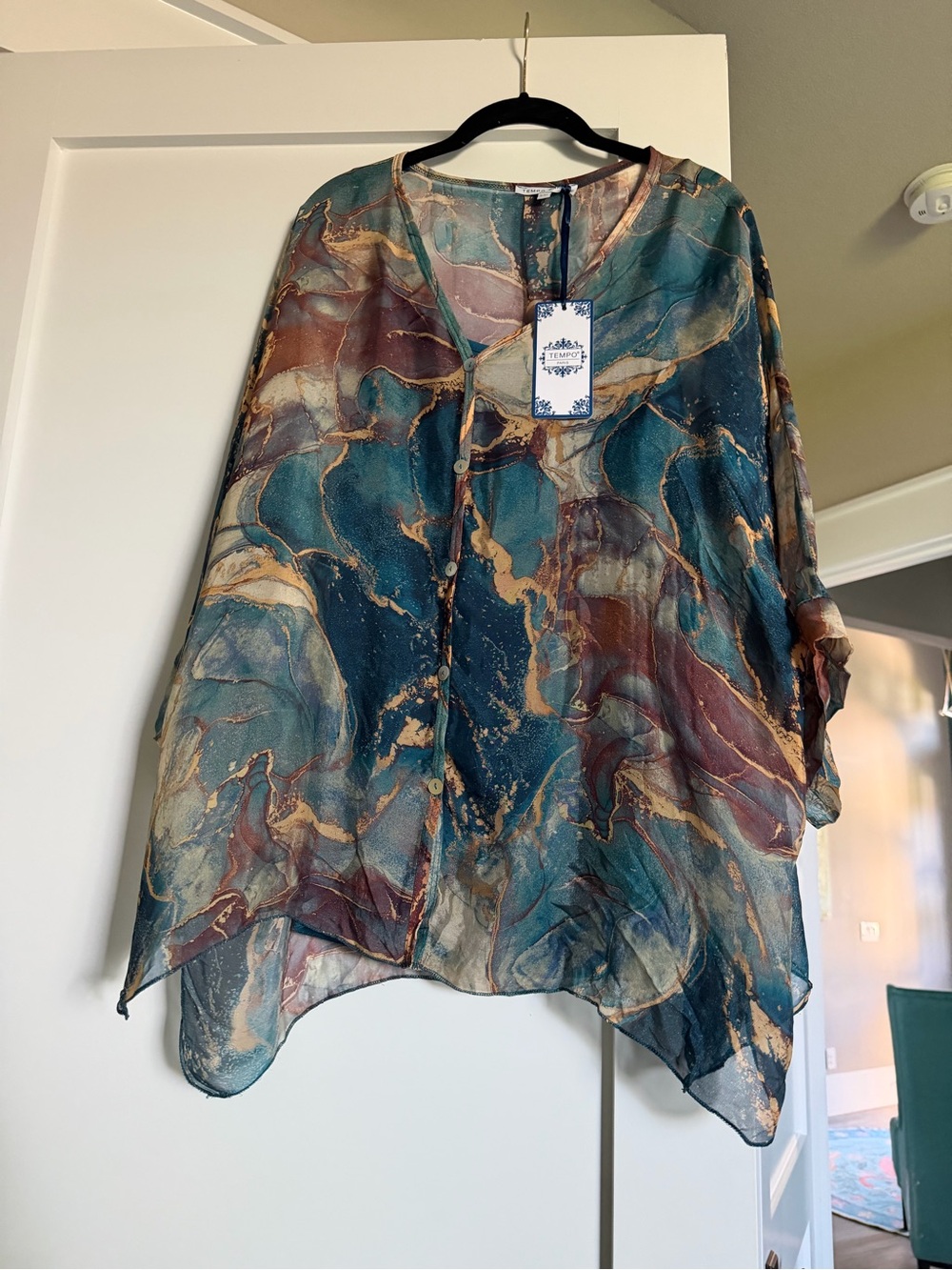 Tempo-Paris S/M Marble-Print Women's Top with Cami NET